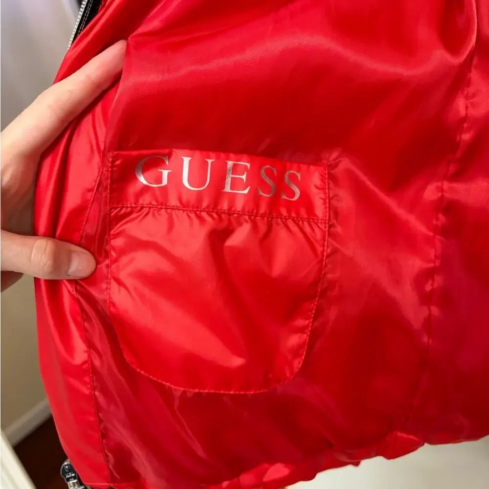 Guess Y2K Bright Pop of Red Down-Filled Puffer Coat - Size M